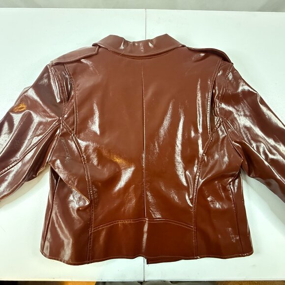 Nine West Faux Leather Biker Jacket Brown Women's XL - Picture 7 of 7